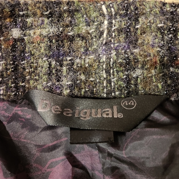 Desigual wool coat size 44 or Large gray/brown with subtle black metallic thread - Picture 4 of 14